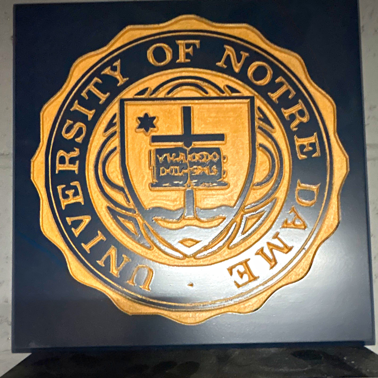 University of Notre Dame Seal Plaque Wall Hanging Engraved Approx. 13x13 inches
