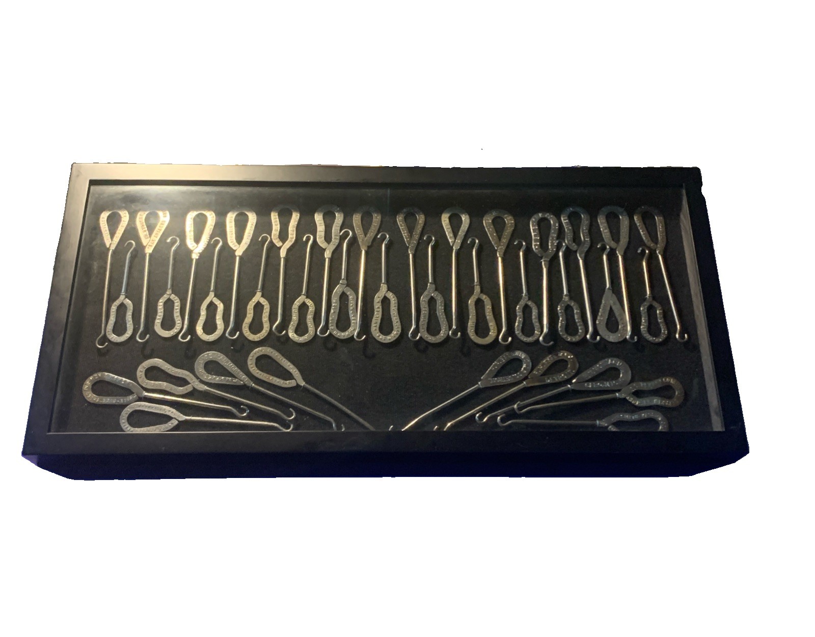37-Piece Antique Advertising Shoe Button Hook Collection — Shadowbox