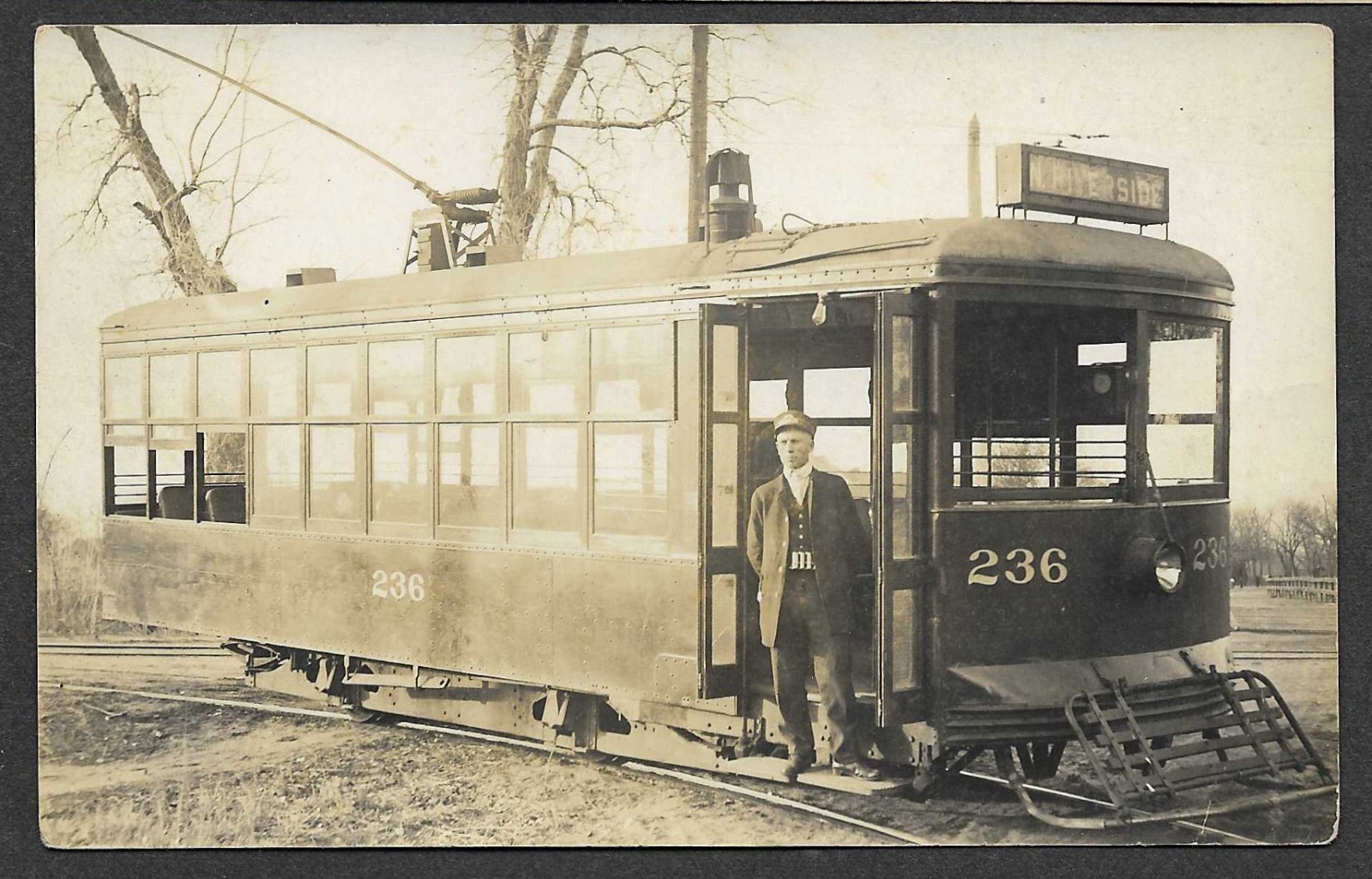 c1910s Wichita Kansas N. Riverside streetcar 236 Floyd Stansbarger Real Photo