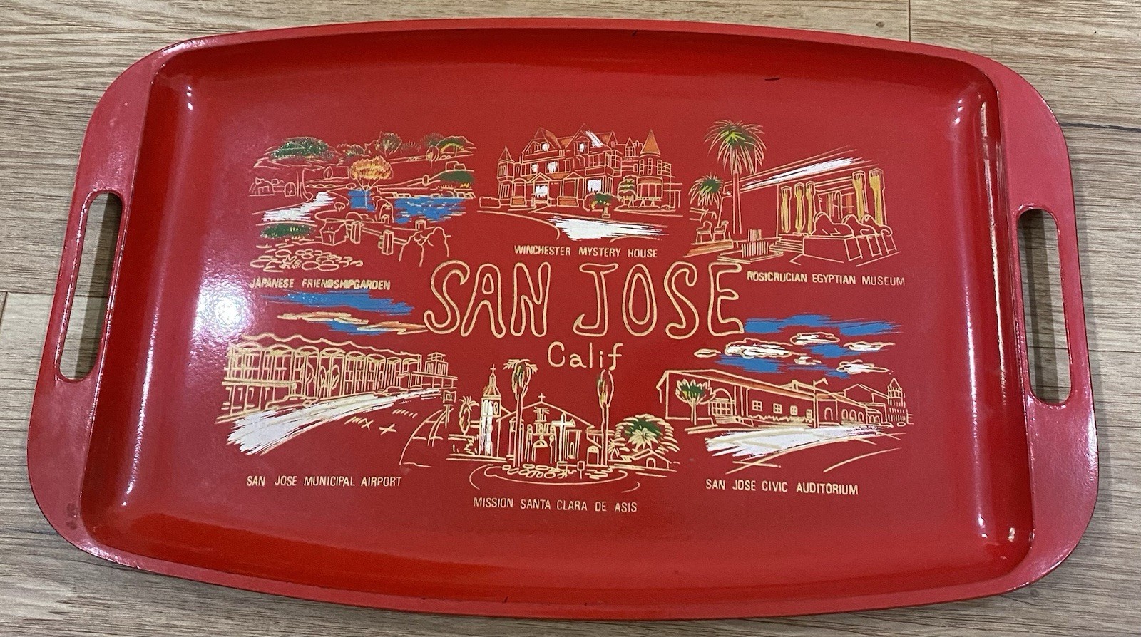VINTAGE Mid Century MCM San Jose California BARWARE SERVING TRAY Made In Japan VINTAGE Mid Century MCM San Jose California BARWARE SERVING TRAY Made In Japan