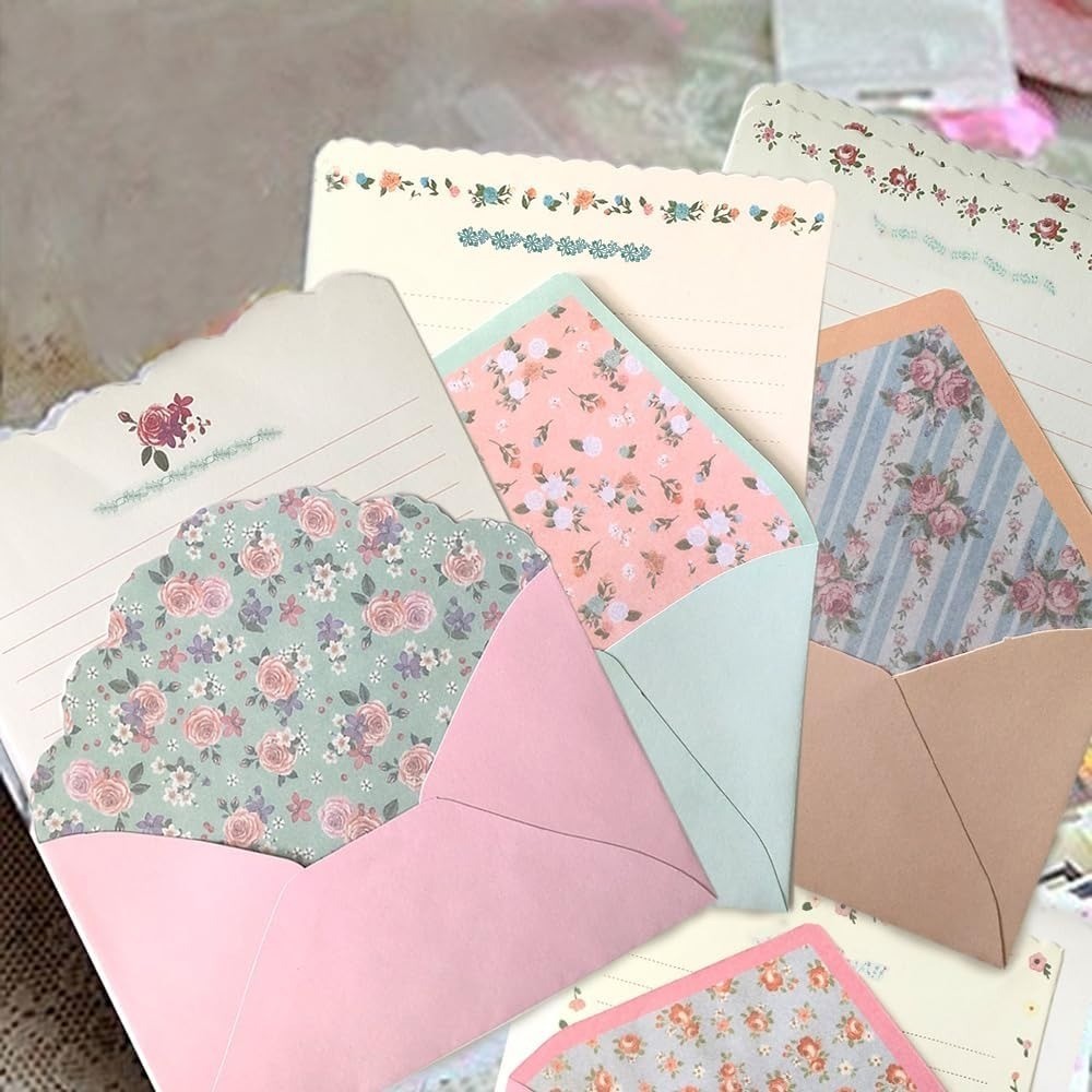 32 Cute Writing Paper with 16 Envelope -(Letter Paper 7.1x5.2 inch) | (32 Pcs