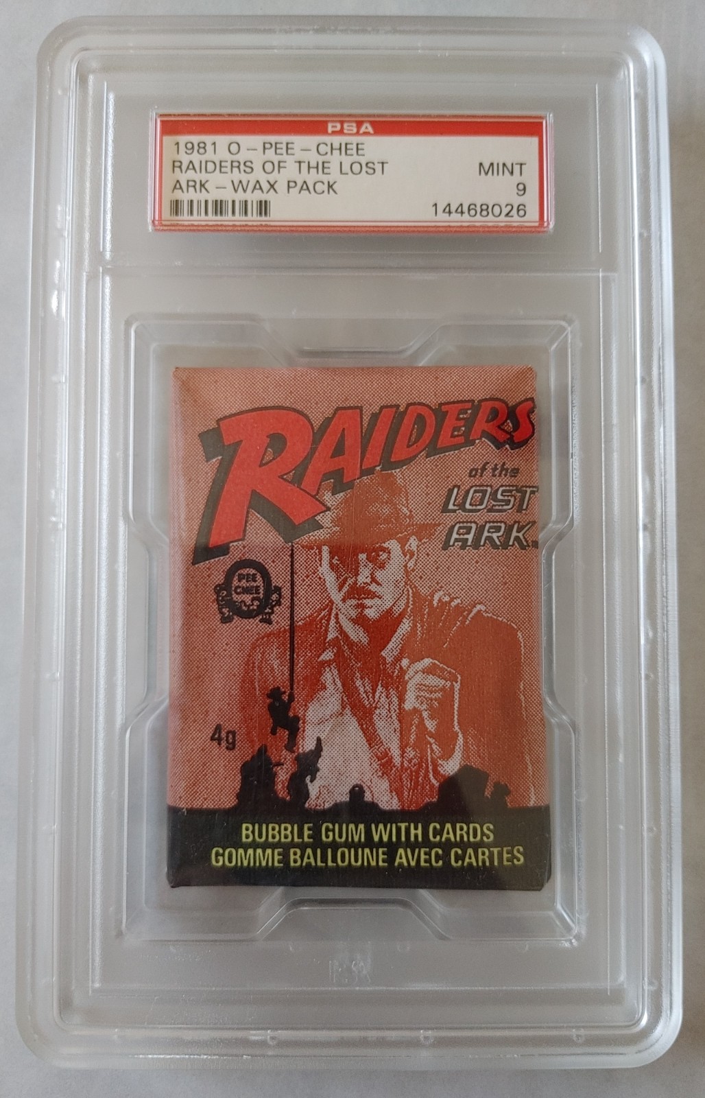 1981 O-Pee-Chee OPC Indiana Jones Raiders Of The Lost Ark Wax Pack PSA 9 MINT