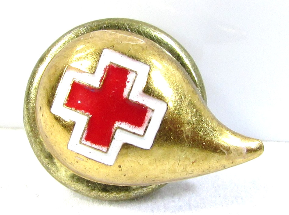 Vintage American Red Cross Blood Donor Lapel Pin Ballou B Hallmark Gold Tone Vintage American Red Cross Blood Donor Lapel Pin Ballou B Hallmark Gold Tone
