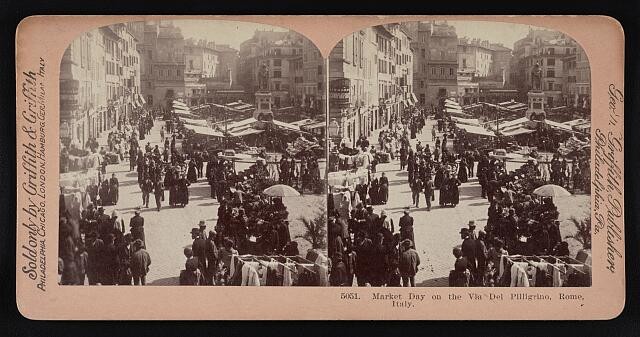 Photo:Market day on the via del pilligrino, Rome, Italy