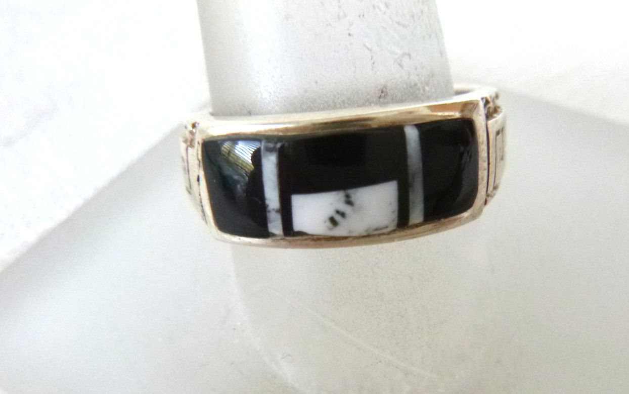 NWT Navajo Allen Tolino White Buffalo Band Ring 925 Sterling Silver Sz 8.5 NWT Navajo Allen Tolino White Buffalo Band Ring 925 Sterling Silver Sz 8.5