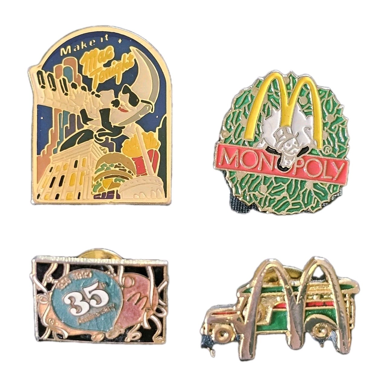 Vintage McDonald\'s Restaurant Lot of 4 Lapel Pins