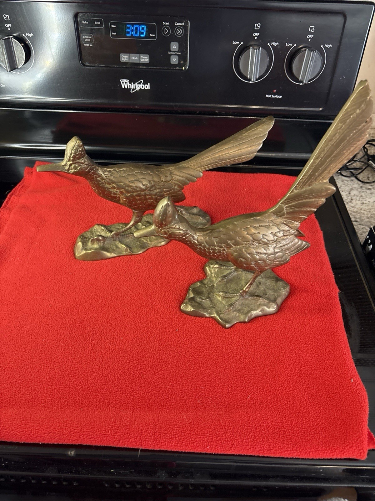 Vintage Pair Of Brass Roadrunner Figurines Excellent Condition Made In Korea
