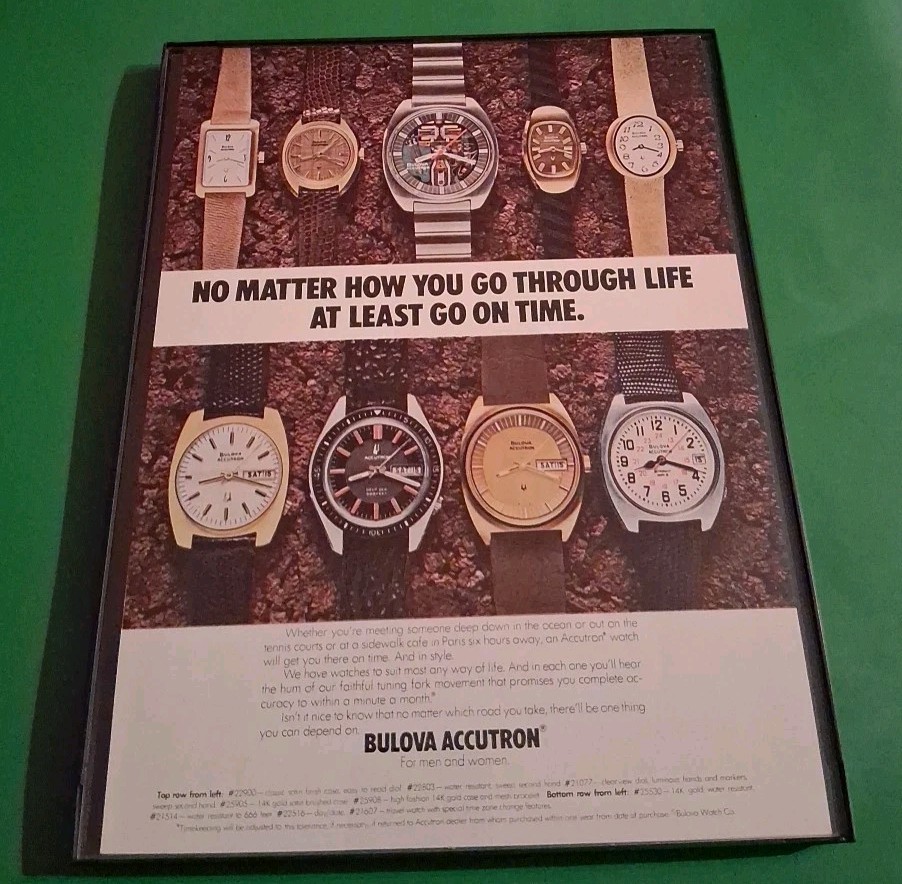 Bulova Accutron Vintage Framed Print Ad 1977 8.5x11  