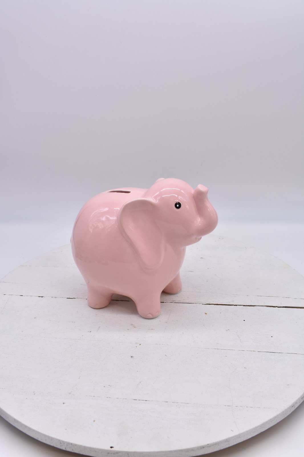 Pink Elephant Piggy Bank Coin Ceramic Porcelain Floral Figurine