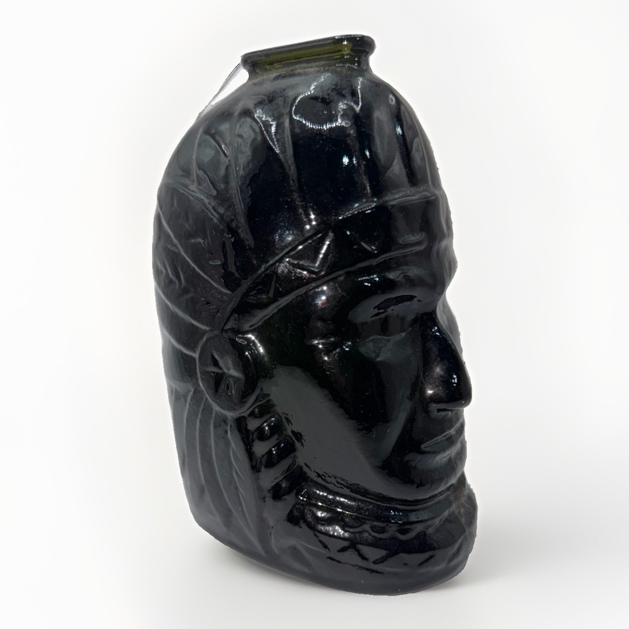Vintage 1982 Wheaton Glass Indian Chief Head Bottle Lenape State Bank Dark Green Vintage 1982 Wheaton Glass Indian Chief Head Bottle Lenape State Bank Dark Green