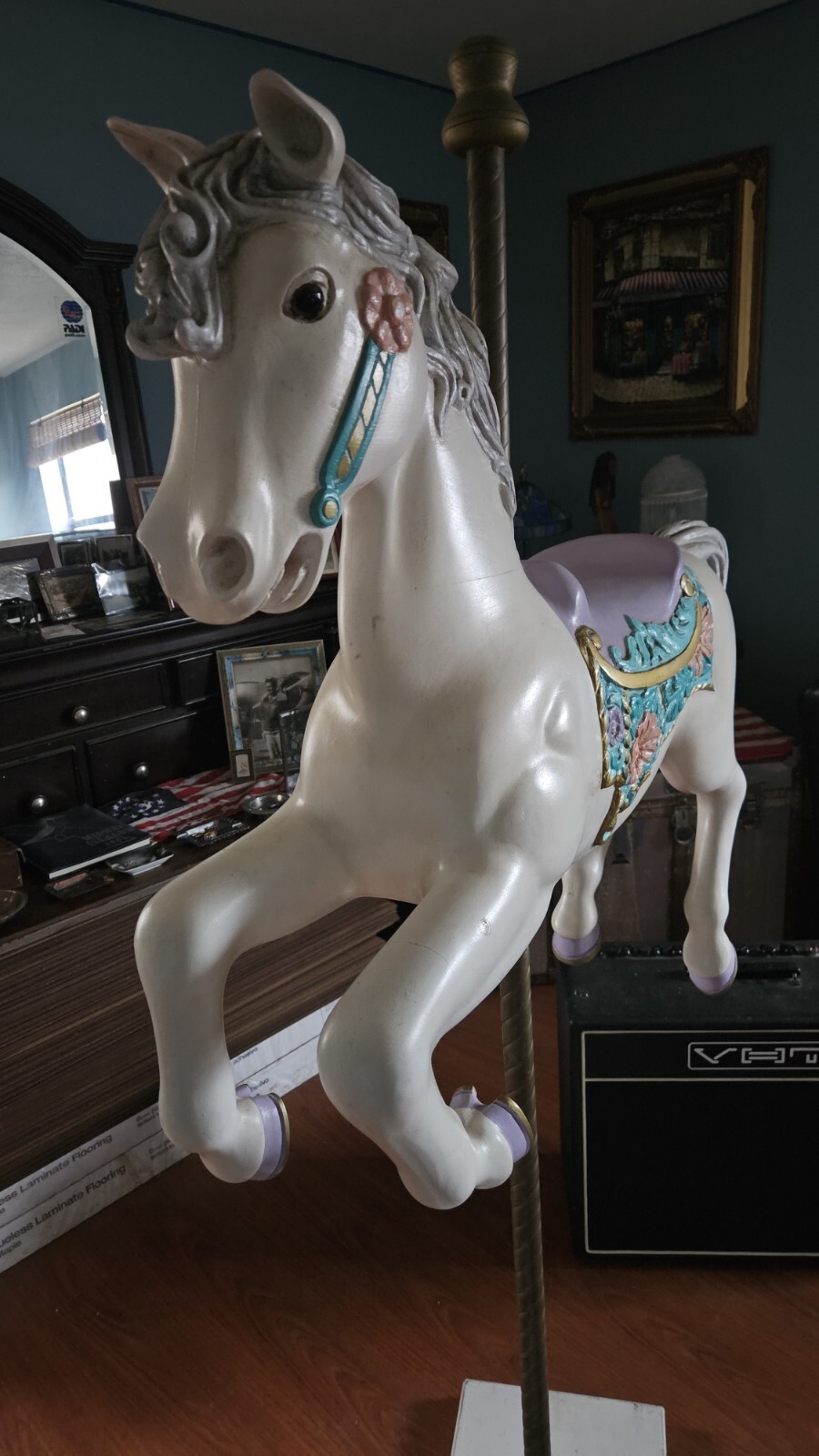 Vintage 1984 S&S Woodcarvers Hand Carved Full Size Carousel Horse Original Piece