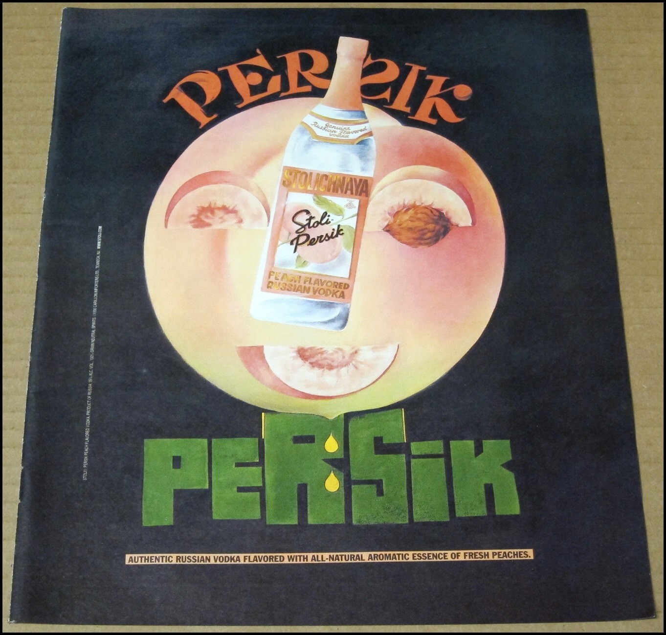1997 Stolichnaya Stoli Persik Russian Vodka Print Ad Advertisement Peach Flavor
