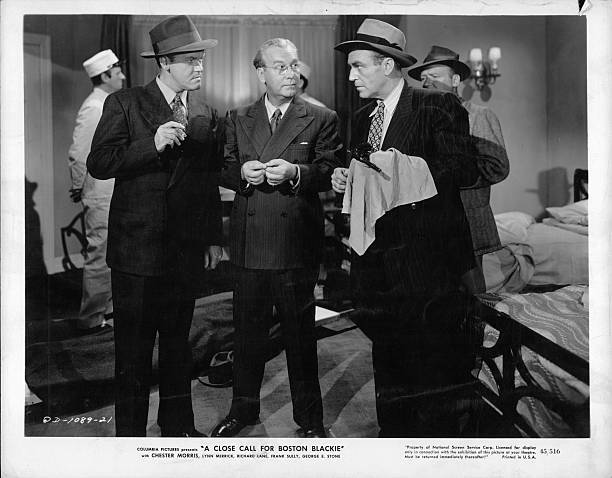 Chester Morris standing two unknown actors a scene film A Close Ca- Old Photo