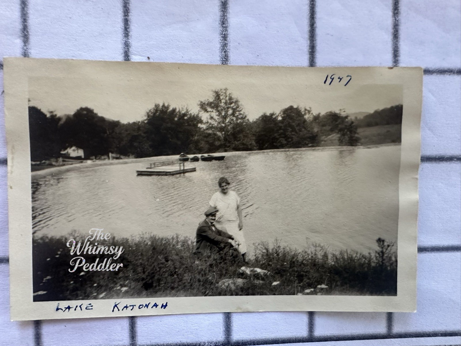 1927 Vintage Photo Women at Lake Katonah New York Boats Dock