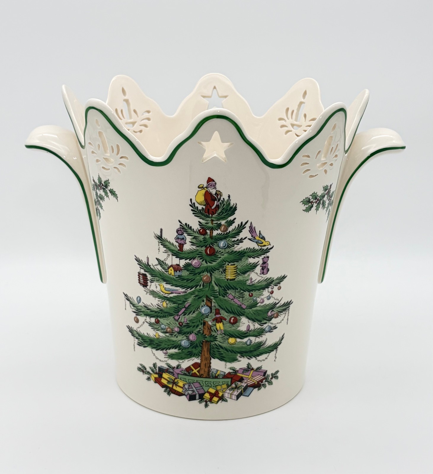 SPODE 🎄CHRISTMAS TREE 🎄 PIERCED WINE COOLER ICE BUCKET *RARE*