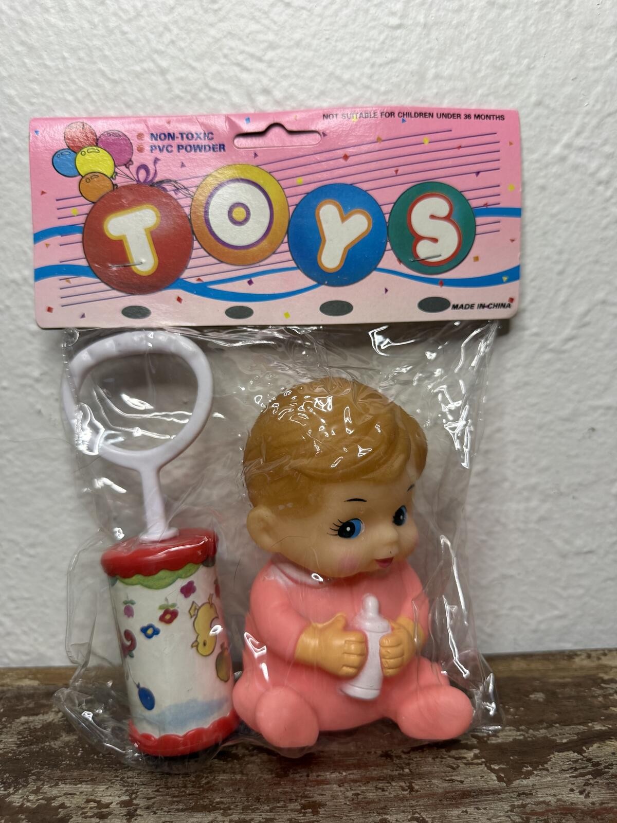 Vintage 1970s Vinyl Squeaky Baby Toy with Rattle NEW