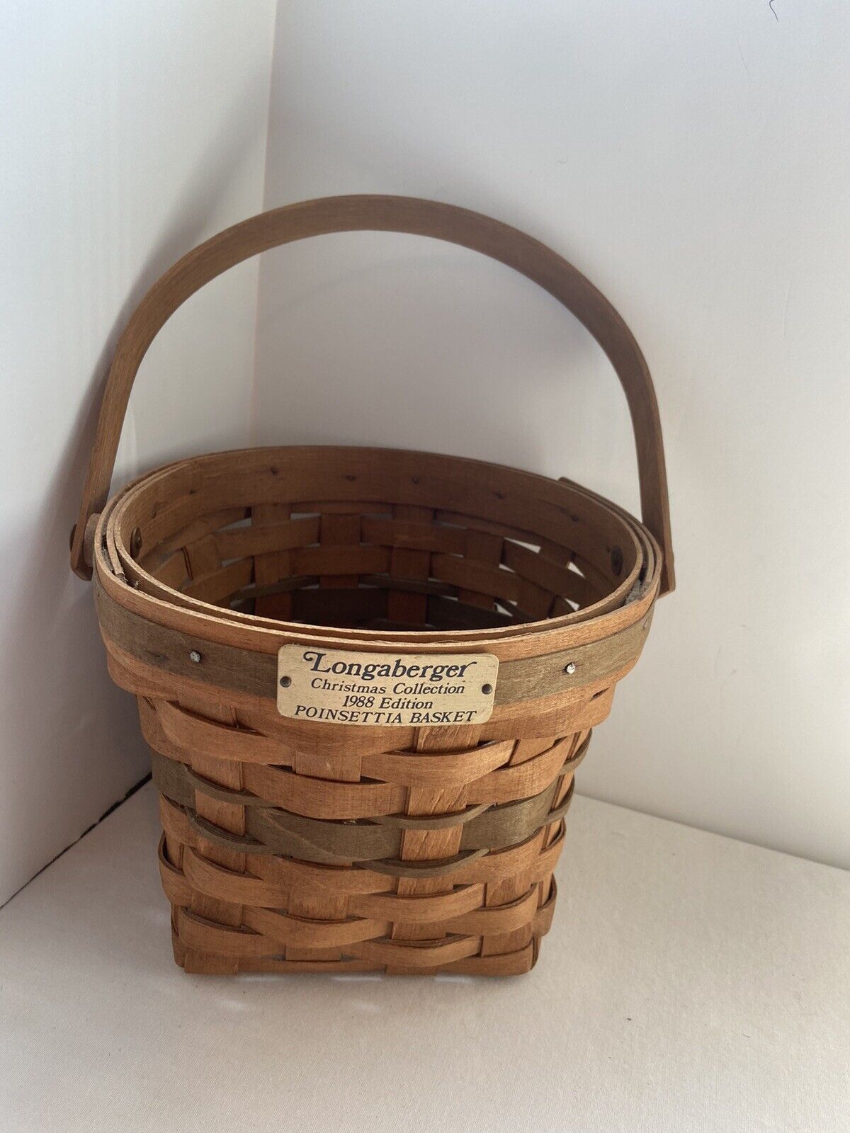 Longaberger Christmas Collection 1988 Edition Poinsettia Basket Handwoven USA