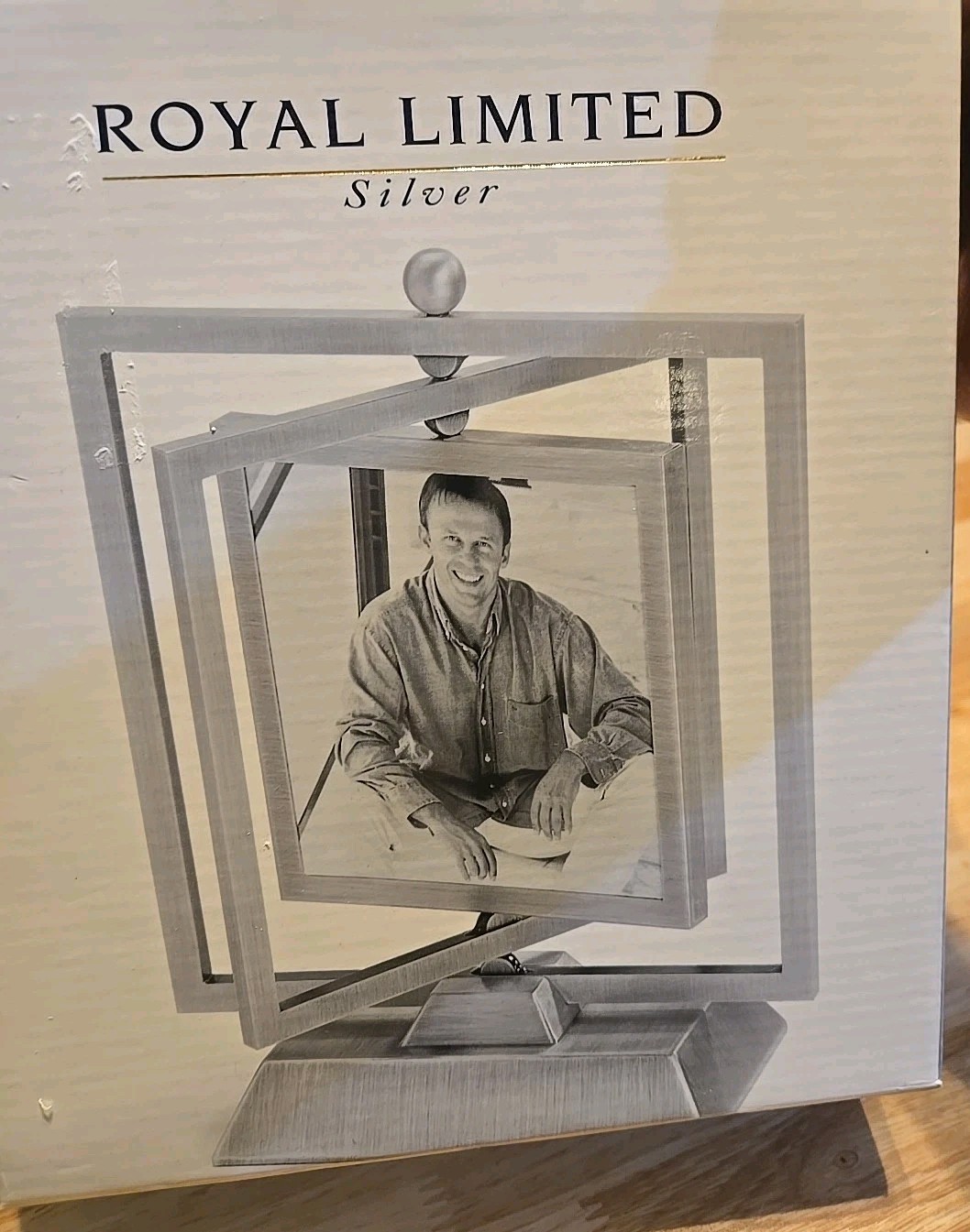 Royal Limited Silver Pewter Finish Square Rotating Frame Holds Two Photos Royal Limited Silver Pewter Finish Square Rotating Frame Holds Two Photos