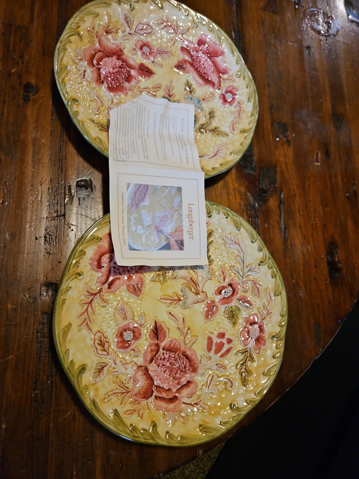 Longaberger Majolica Garden Luncheon Plate Set Of 2 In Original Box Excellent Longaberger Majolica Garden Luncheon Plate Set Of 2 In Original Box Excellent