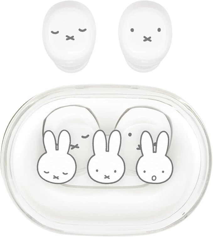 Miffy Completely Wireless Stereo Earphones Bluetooth Face White  From Japan  NEW