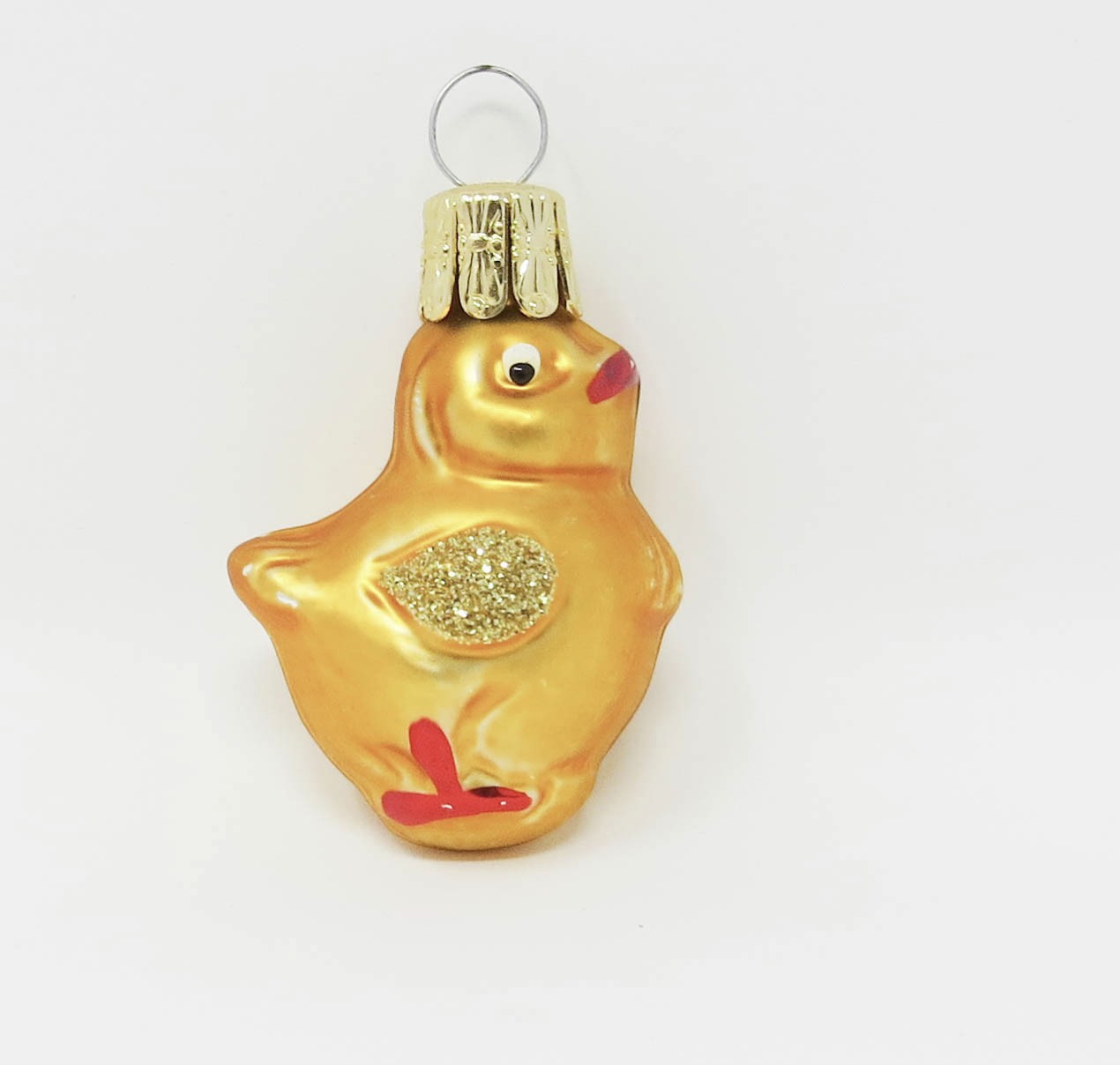 Vintage Mini Hand Blown Glass Chick Christmas Ornament ~ Czech ~ 1-3/4