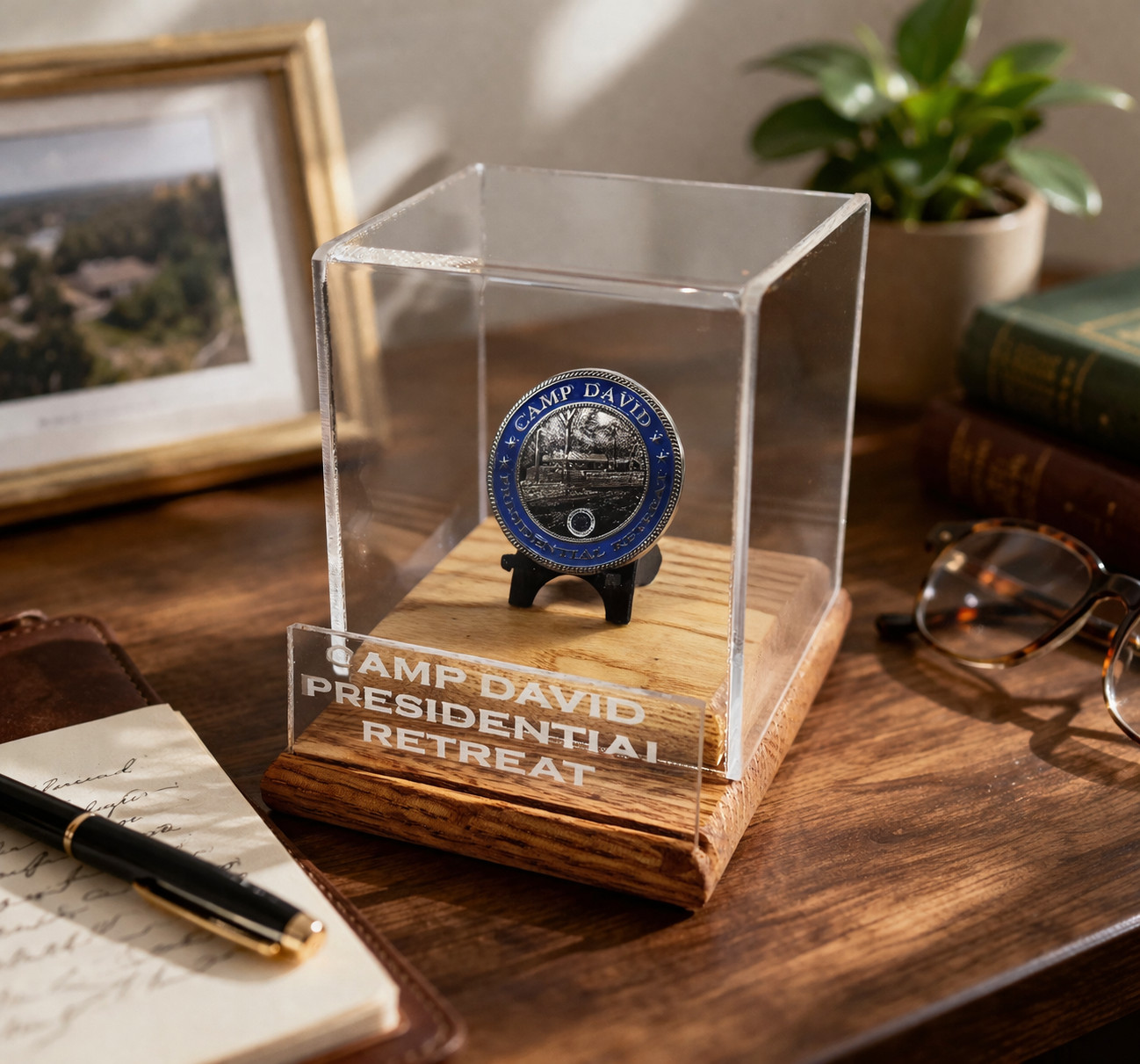 Camp David Coin Display Case with Engraved Nameplate (coin included) 38