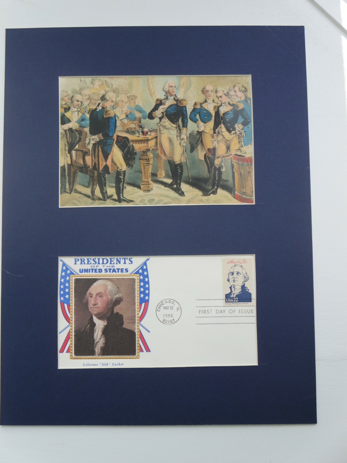 George Washington\'s Farewell to his Officers & First Day Cover of his own stamp