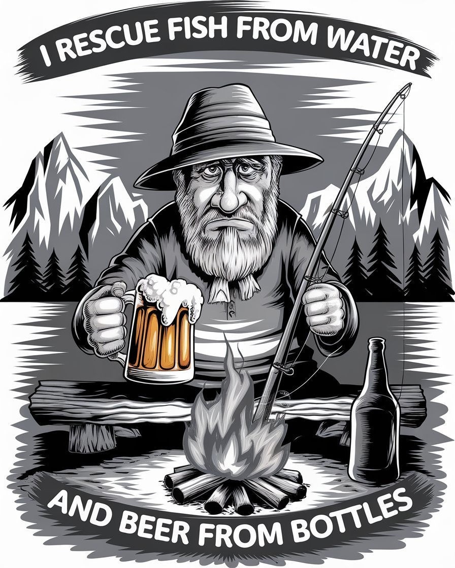 F303A FUNNY FISHING & BEER DRINKING Magnet, Decal, Poster, Glossy Metal Sign