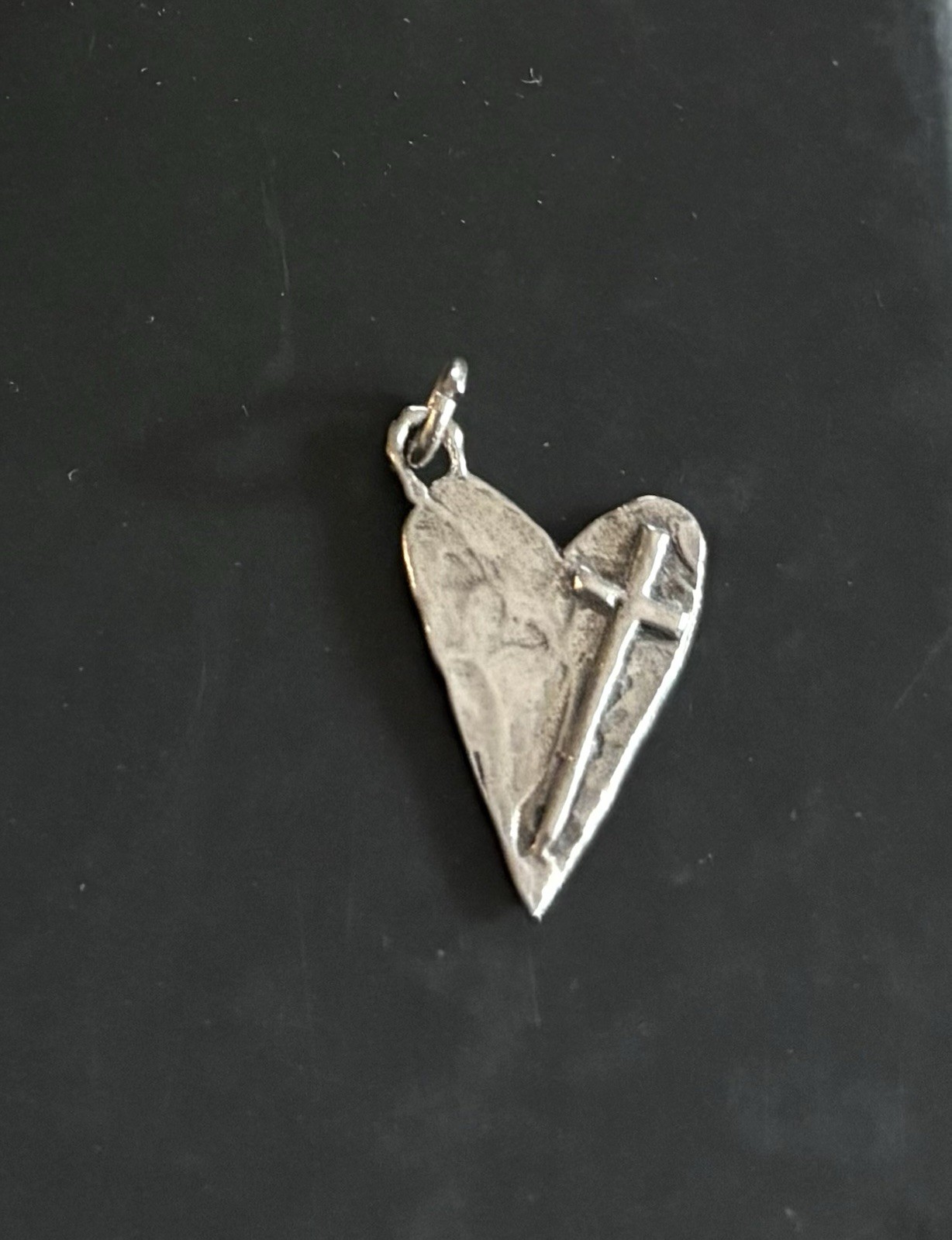 Hand Forged Textured Heart with Cross