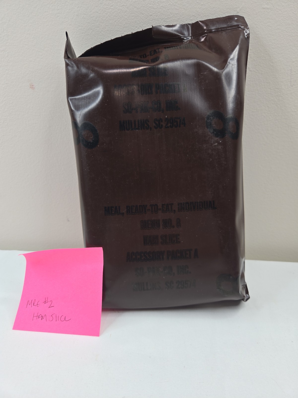 Vintage Brown Bag MRE Menu No. 8 Ham Slice | 1990s Collectible Ration | 