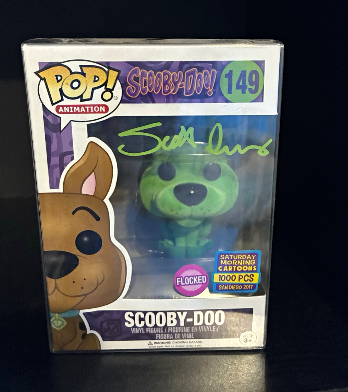 Funko Pop Vinyl Scooby-Doo Flocked #149 SDCC 2017 Limited Autographed Figure