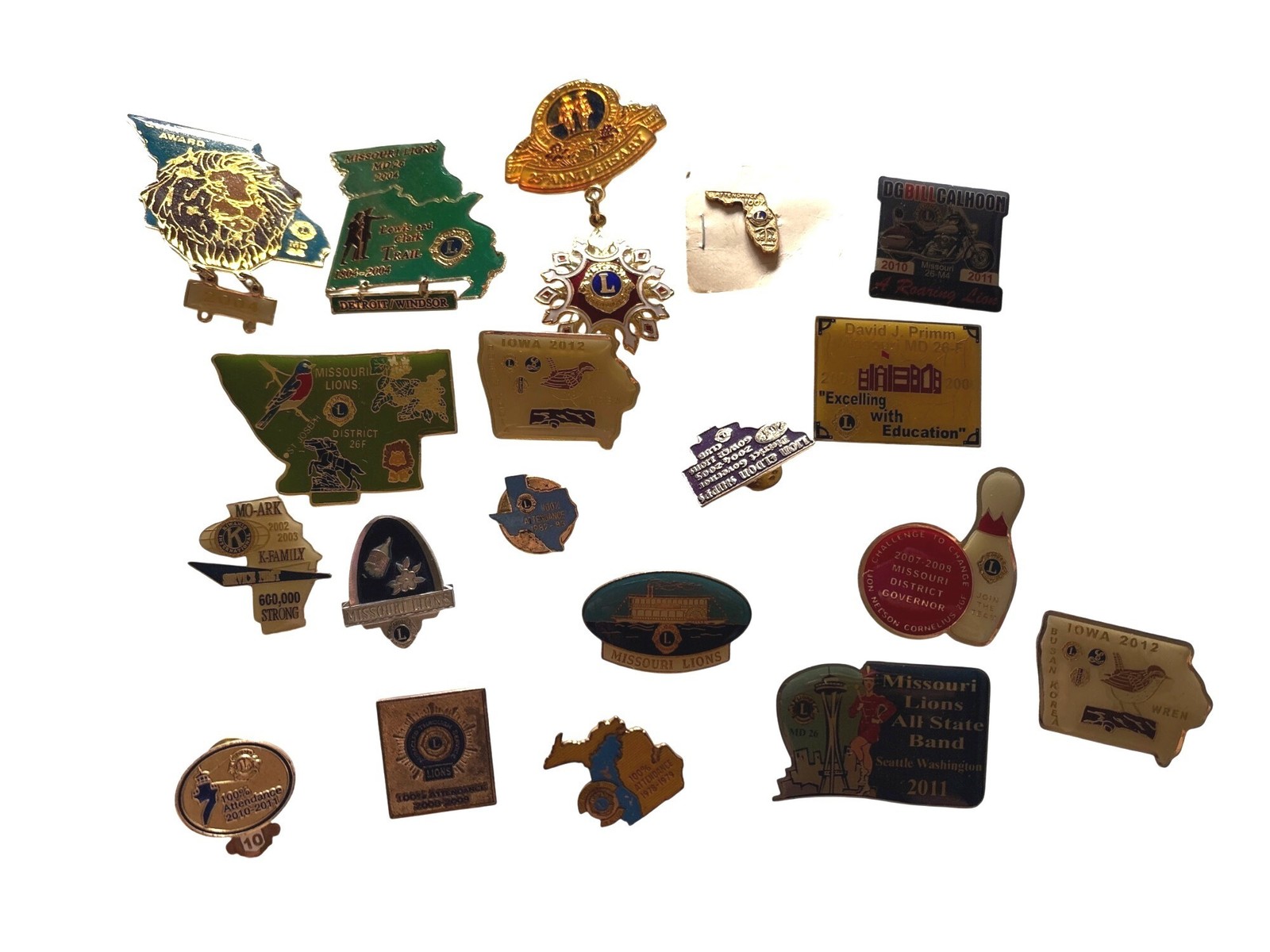 Lions Club National Collectible Lapel Pins Lot Missouri Iowa & More 