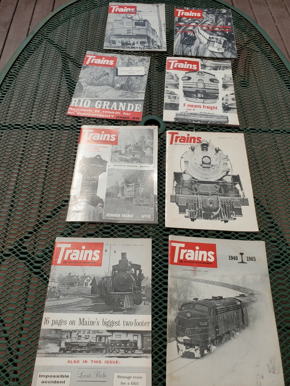 8 Issues of Trains Magazine 1965 - Feb., March, April, May, July, September, Oct 8 Issues of Trains Magazine 1965 - Feb., March, April, May, July, September, Oct