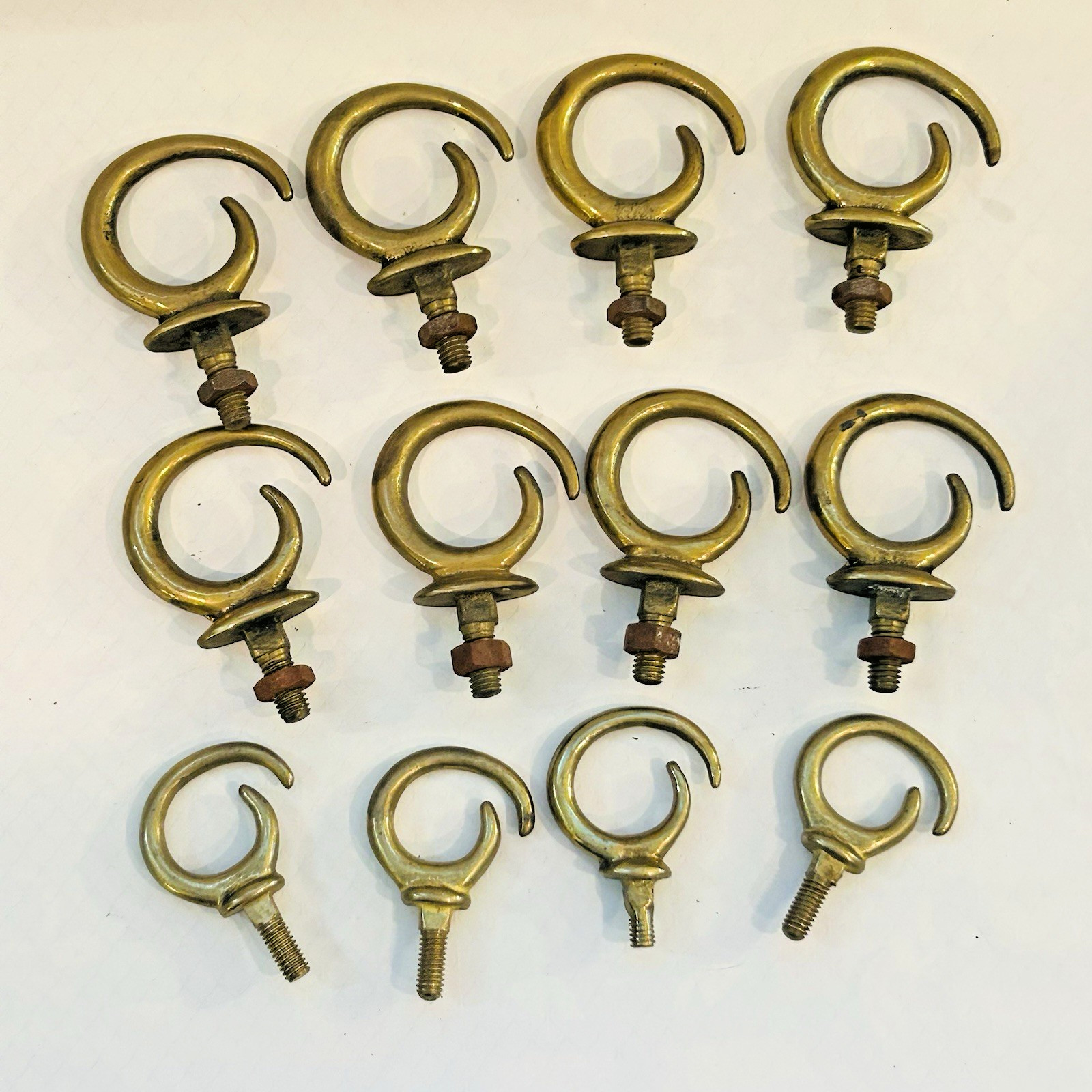 VTG Lot Of 12 Fancy Water Hooks Brass Equestrian Horse Terets 2 Sizes VTG Lot Of 12 Fancy Water Hooks Brass Equestrian Horse Terets 2 Sizes