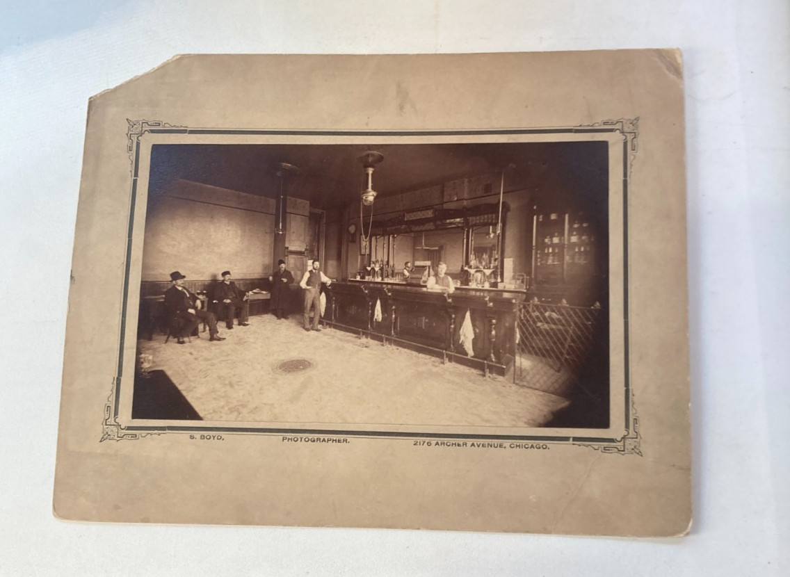 Historically Significant Large Cabinet Photo Bar Scene S. Boyd Chicago 1887-1891 Historically Significant Large Cabinet Photo Bar Scene S. Boyd Chicago 1887-1891