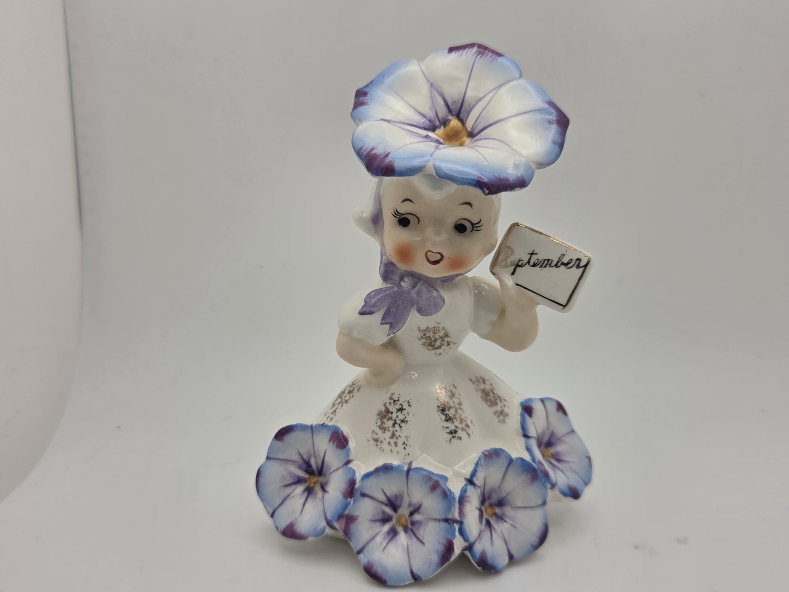 Vintage Napco Morning Glory September Flower of the Month Girl Figurine IC1931