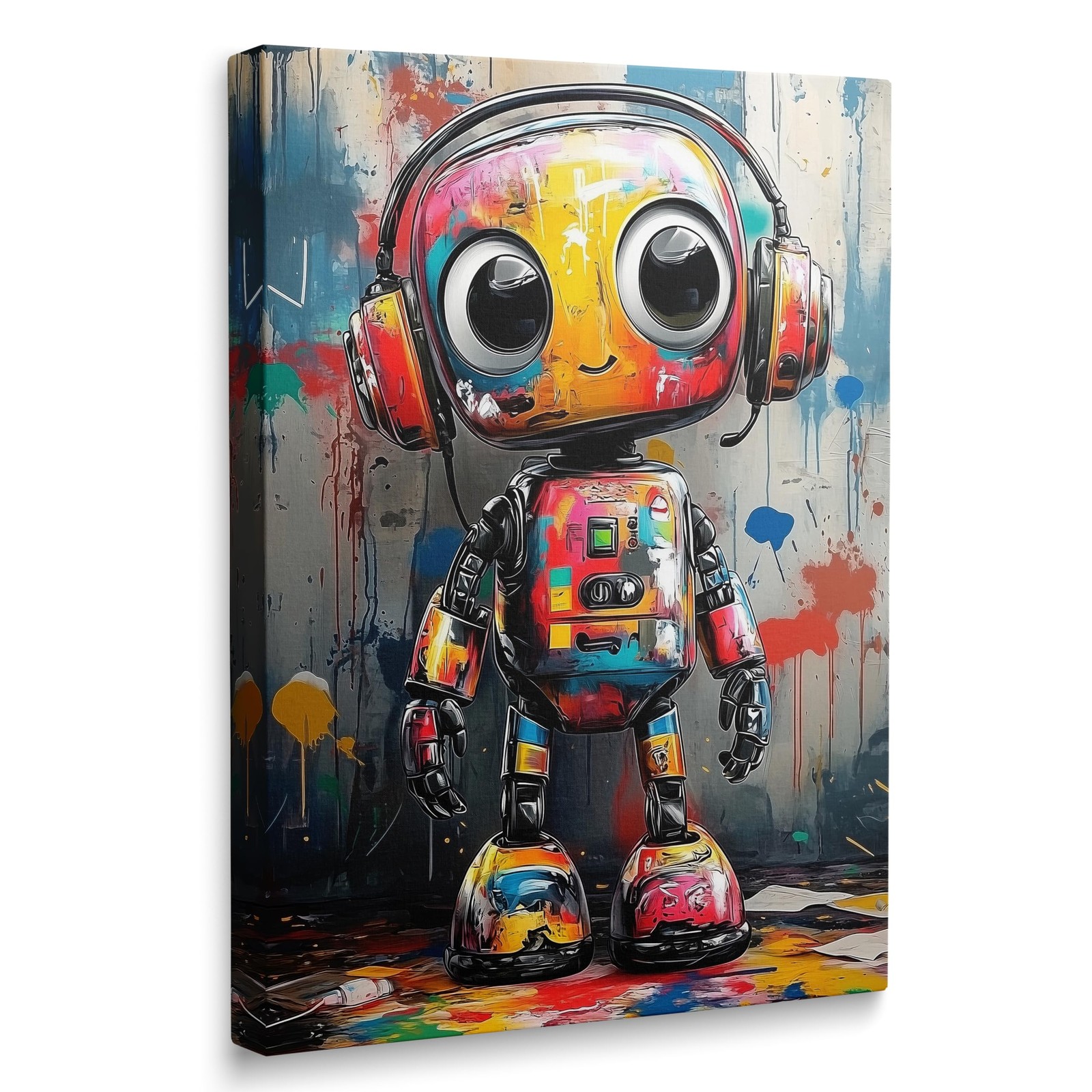 Banksy Graffiti Robot Framed Canvas Wall Art 12\