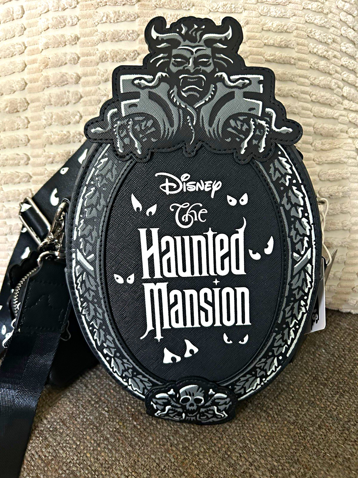 Loungefly Disney Haunted Mansion Glow in the Dark Mini Crossbody Bag Gray/Black