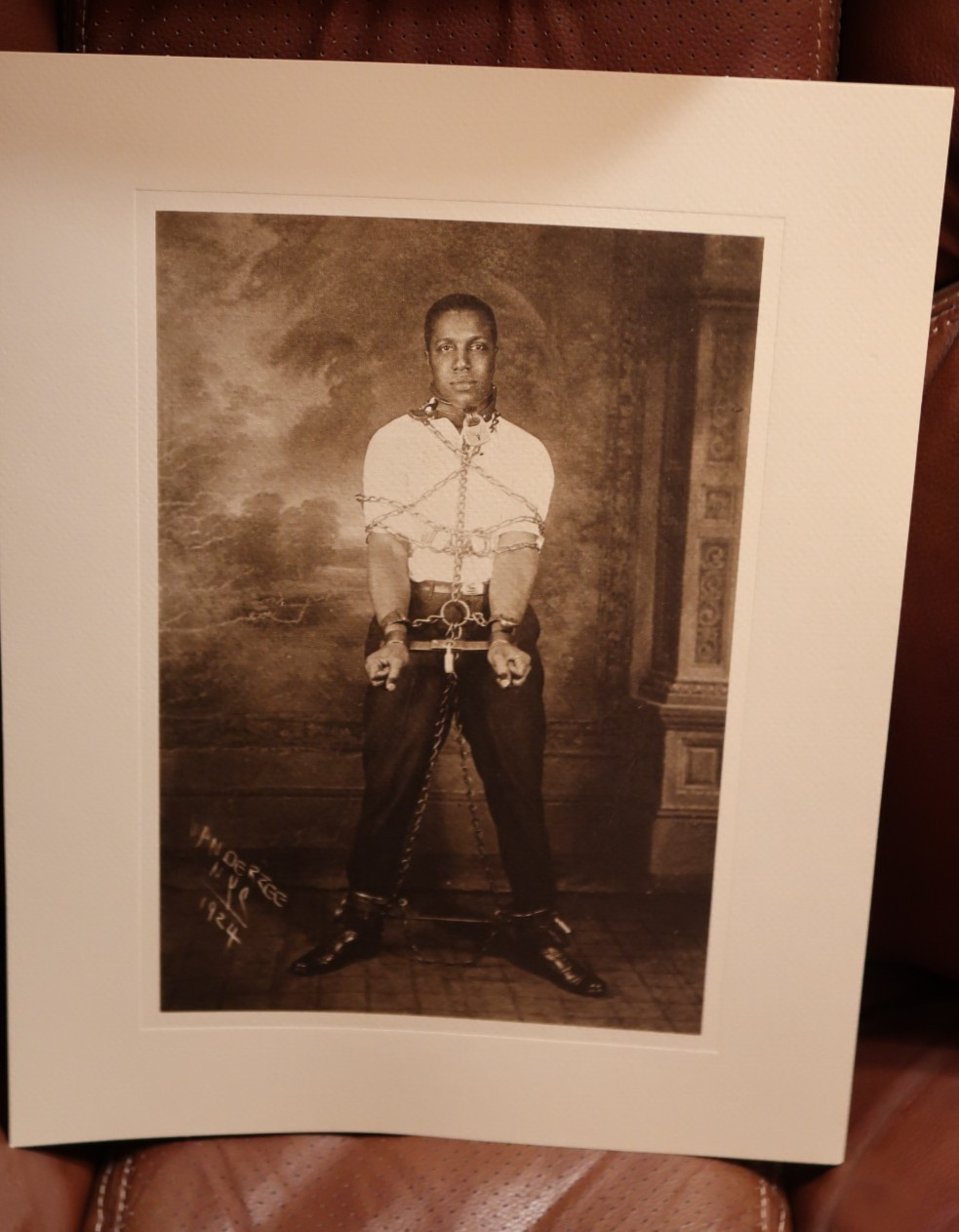 JAMES VAN DER ZEE PHOTO OF BLACK MAN IN CHAINS HARLEM RENAISSANCE SIGNED /DATED