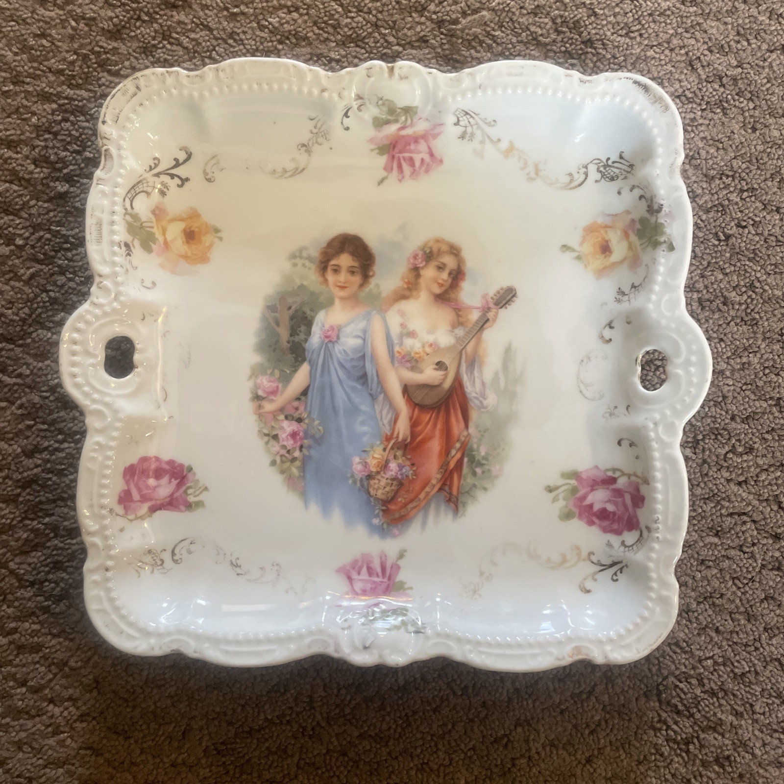 Square PM Bavaria Tray w/ Two Pretty Girls Square PM Bavaria Tray w/ Two Pretty Girls