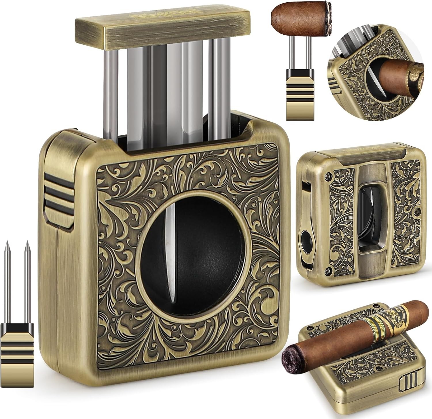 Luxury Cigar Cutter V Cut 4 In 1 Stainless Steel Guillotine Holder,Punch 60 Gaug Luxury Cigar Cutter V Cut 4 In 1 Stainless Steel Guillotine Holder,Punch 60 Gaug