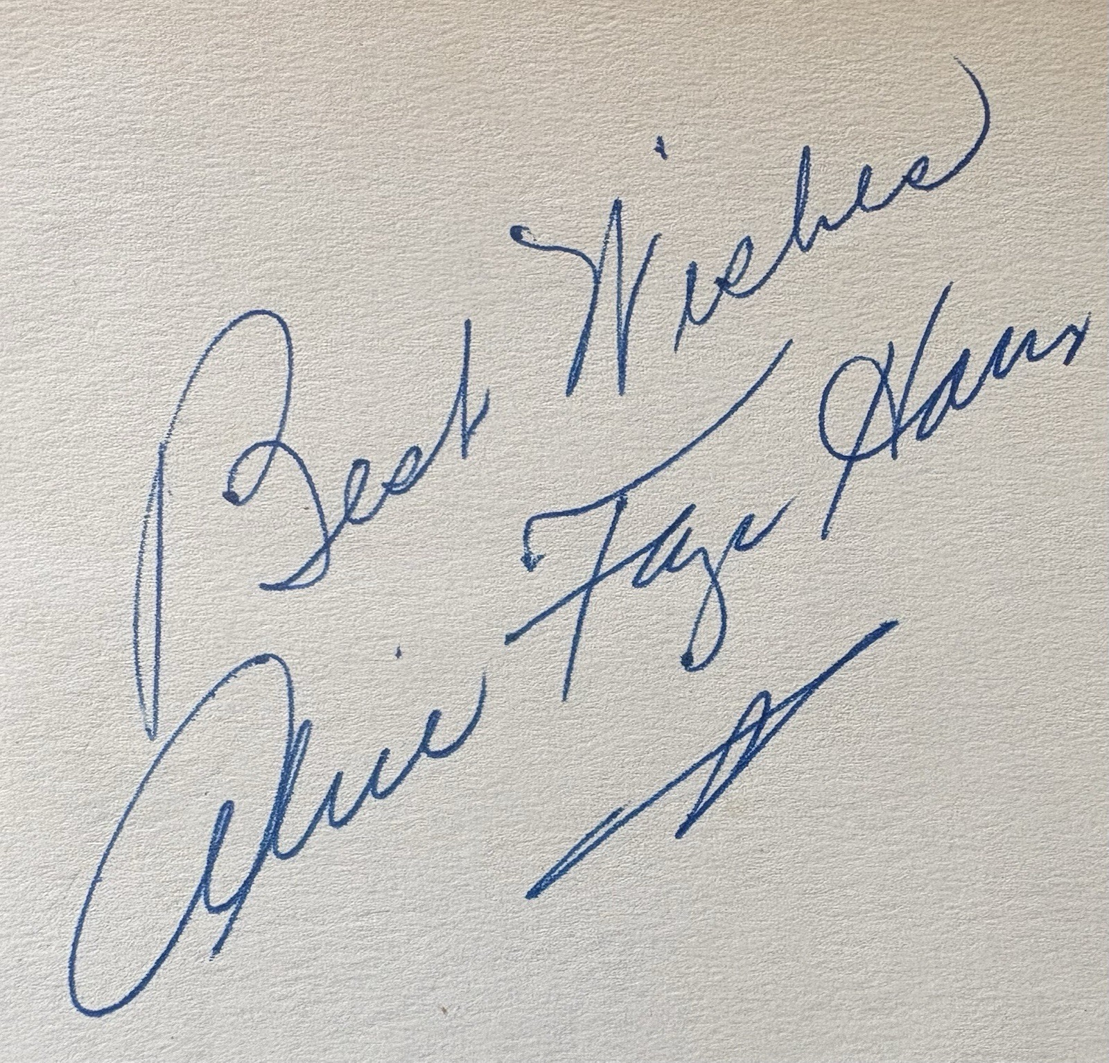 ALICE FAYE (HARRIS) 1815- 1998 FILM STAR GENUINE CLEAR AUTOGRAPH. HOLLYWOOD ****