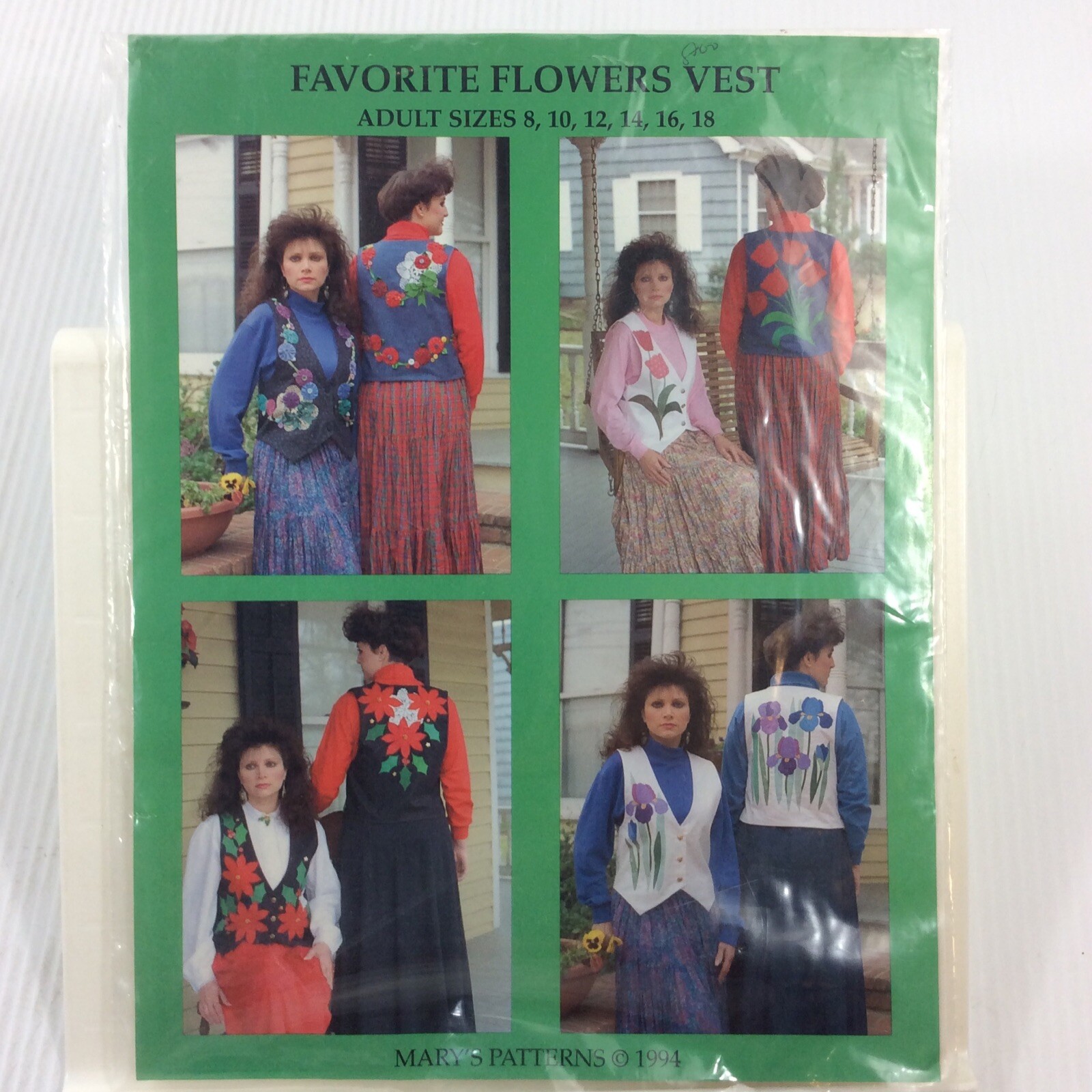 Marys Patterns 1994 Favorite Flowers Vest Craft Pattern Applique Marys Patterns 1994 Favorite Flowers Vest Craft Pattern Applique