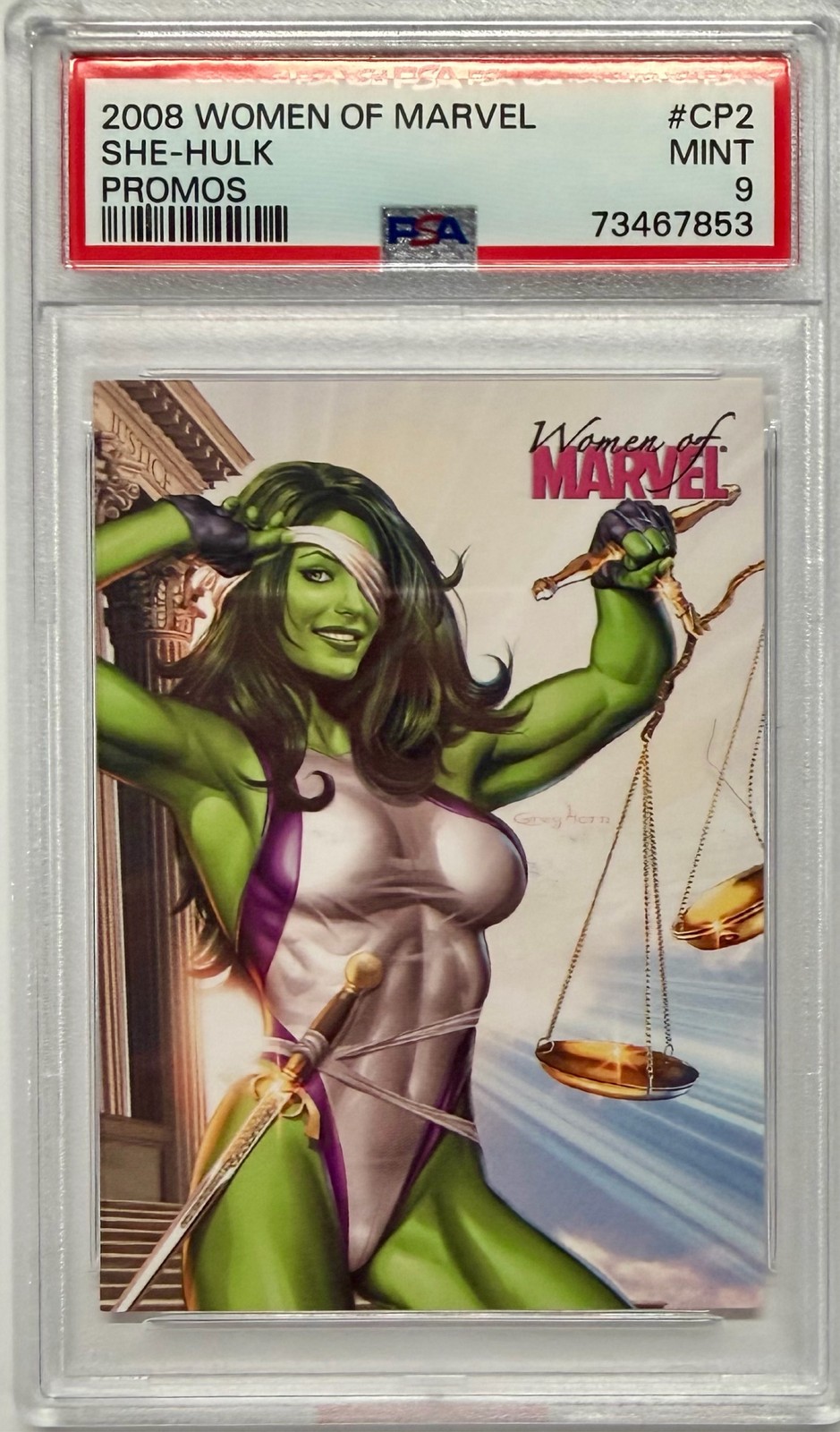 2008 Rittenhouse Women of Marvel She-Hulk Promo Card #CP2 PSA 9 MINT 2008 Rittenhouse Women of Marvel She-Hulk Promo Card #CP2 PSA 9 MINT