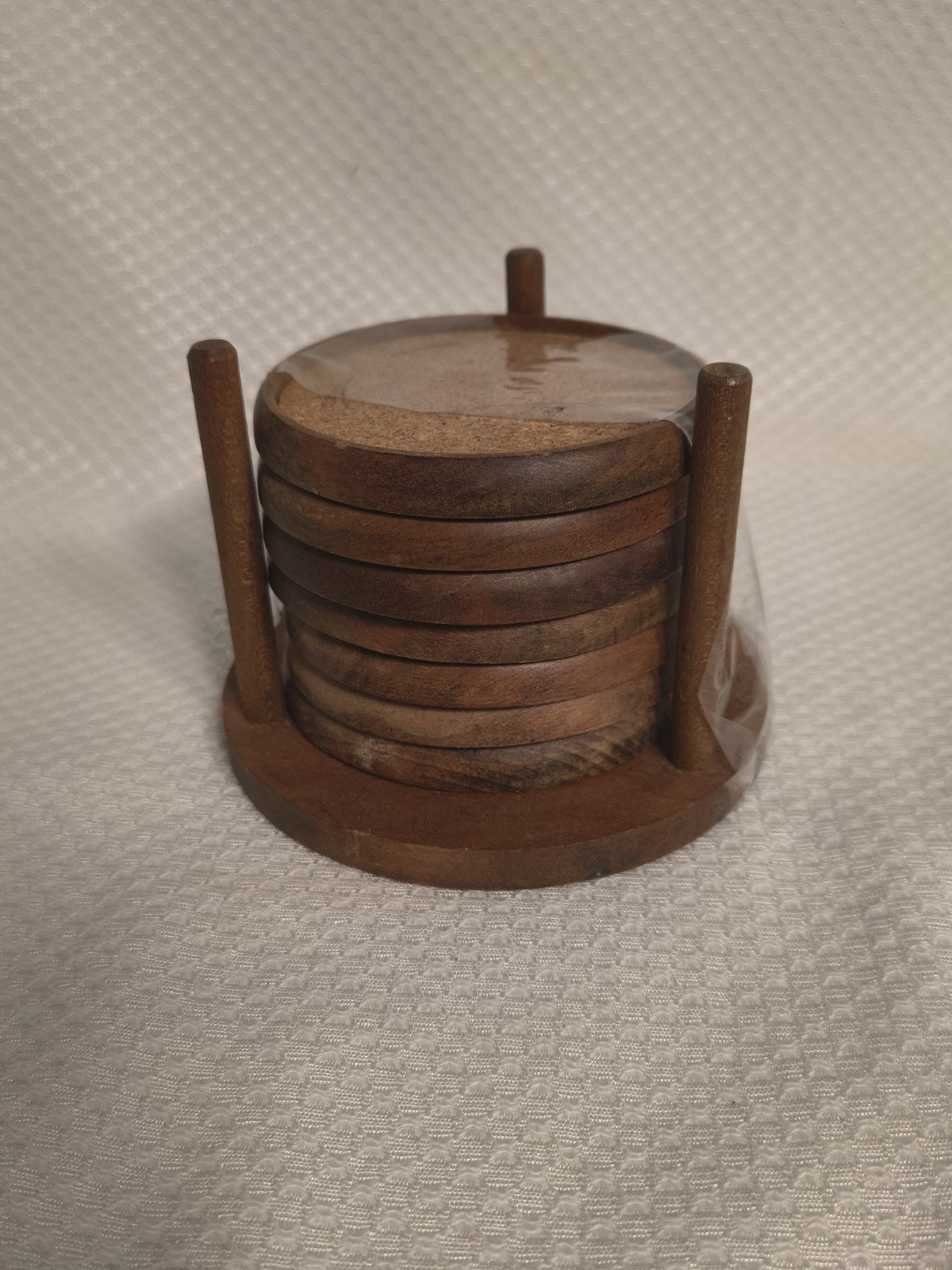 Vintage Woodcrest by Styson Coasters Set of 7 Cork Wood Mid Century Japan Holder Vintage Woodcrest by Styson Coasters Set of 7 Cork Wood Mid Century Japan Holder
