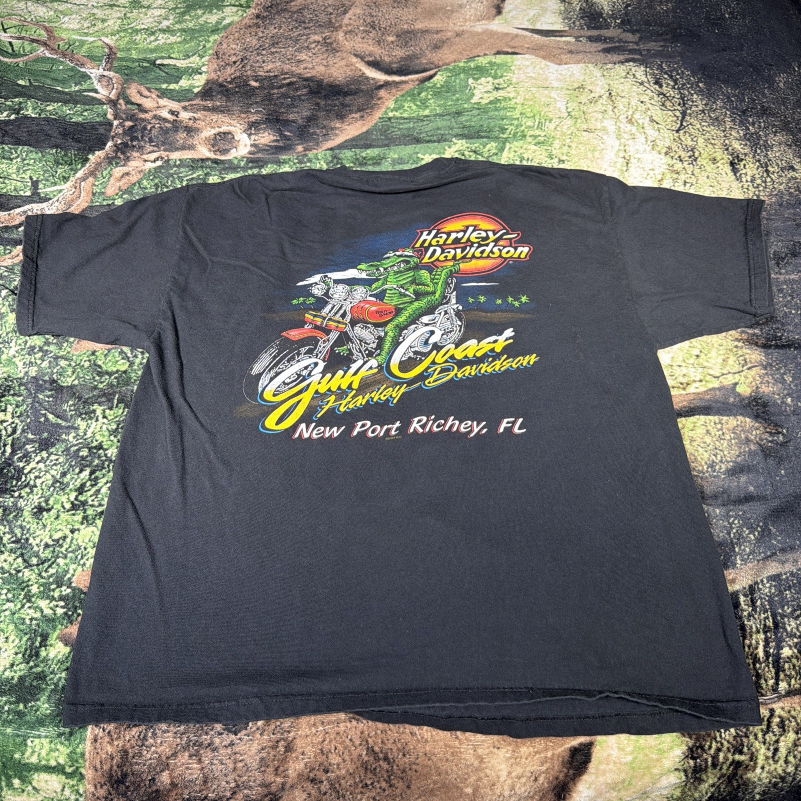 Vintage 2004 Harley Davidson XL Shirt New Port Richey FL Gulf Coast Gator