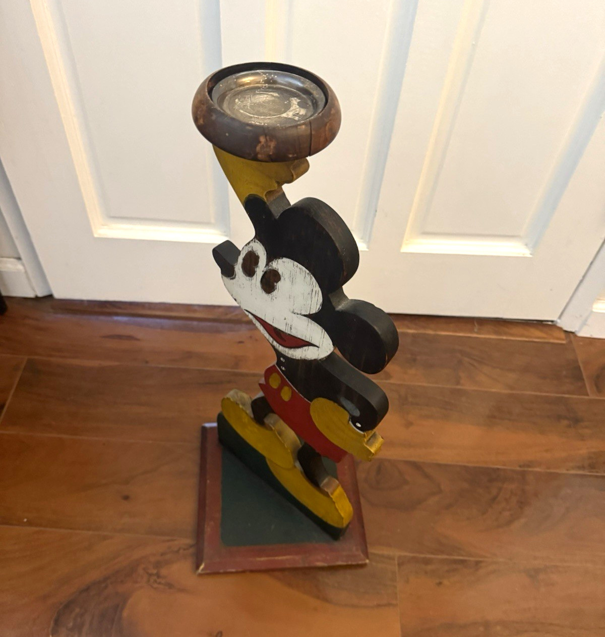 Disney Mickey Mouse Figurine Candle Holder w/ Glass Bowl, 16 Disney Mickey Mouse Figurine Candle Holder w/ Glass Bowl, 16