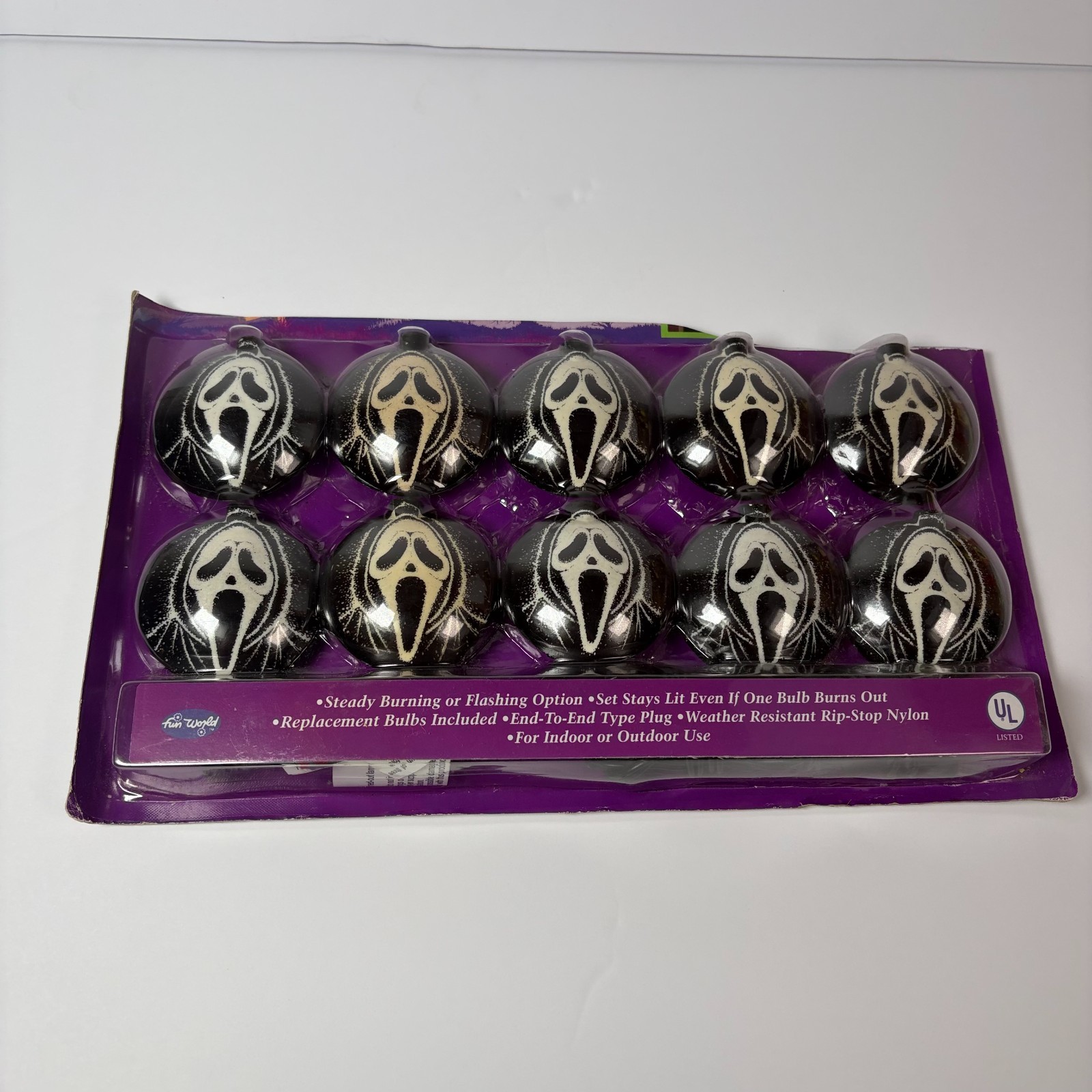 Vintage 1997 Scream Ghost Face Light Set by Fun World (Trimmed Card Back)