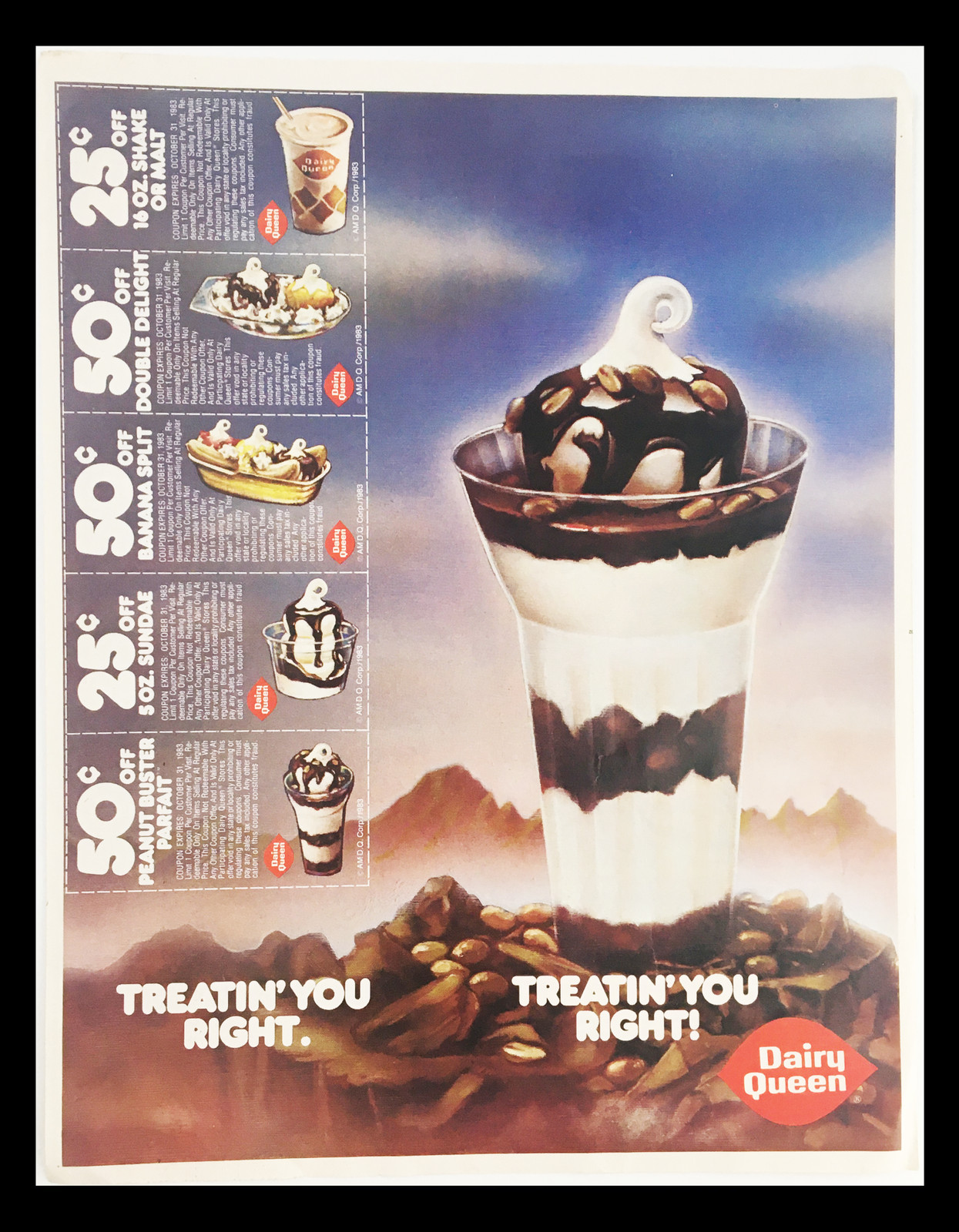 1982 Dairy Queen Ice Cream Circular Coupon Advertisement 1982 Dairy Queen Ice Cream Circular Coupon Advertisement