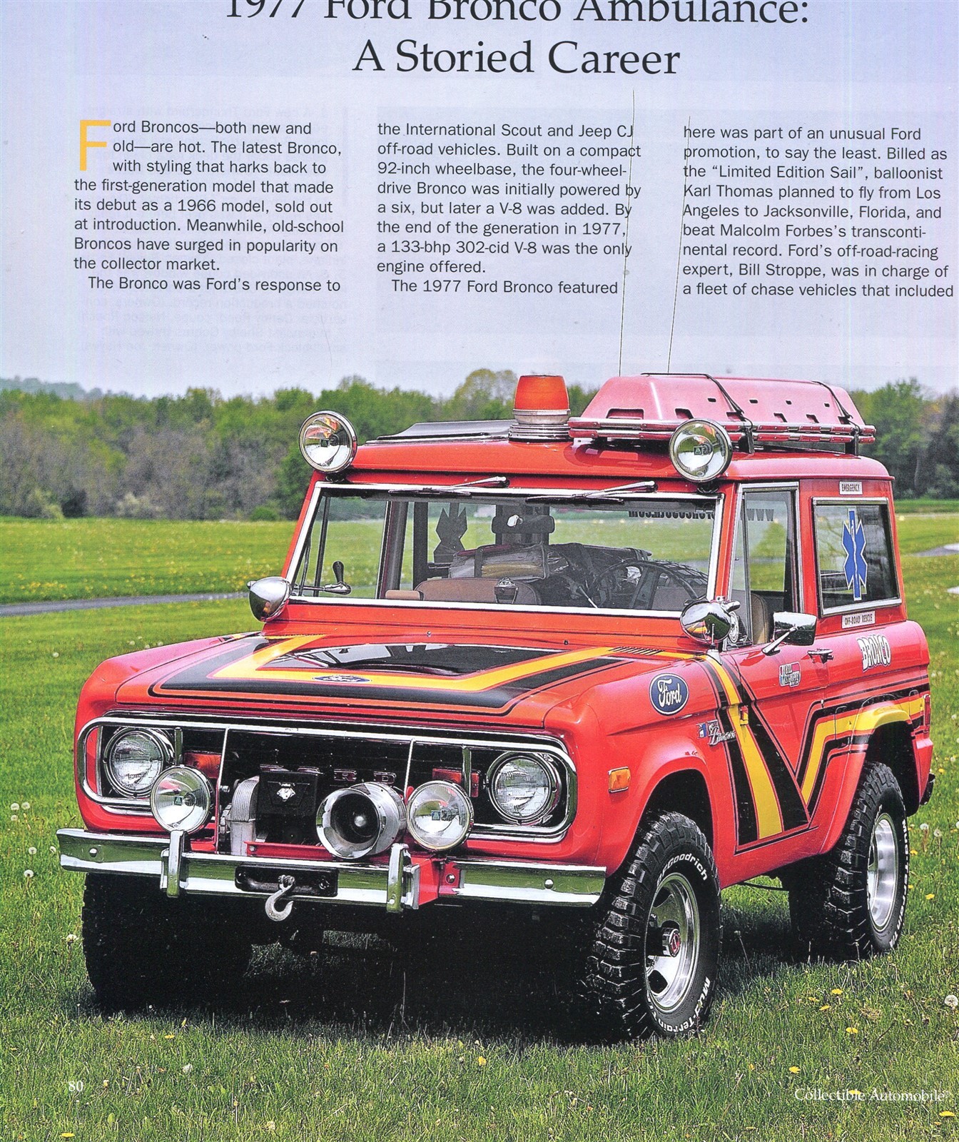 1977 FORD BRONCO AMBULANCE SUV TRUCK 4 page COLOR Article 1977 FORD BRONCO AMBULANCE SUV TRUCK 4 page COLOR Article